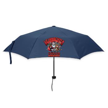 Weihnachtsausraster mit Weihnachtsmann & Rentier - Regenschirm (klein) - Navy - Vorne