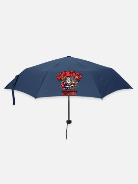 Weihnachtsausraster mit Weihnachtsmann & Rentier - Regenschirm (klein) - Navy
