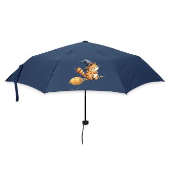Nö Katze Hexenbesen Sarkasmus Spruch Tierhumor - Regenschirm (klein) - Navy - Vorne