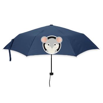 cute grey mouse looks out of the mouse hole - Umbrella (small) - navy - Front