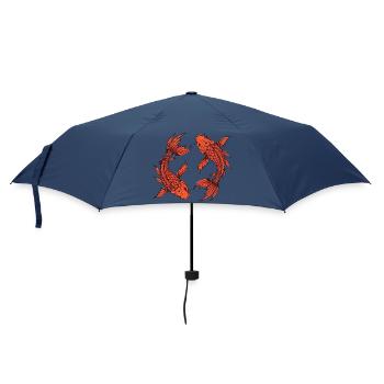 Rote Karpfen – Asiatischer Wassertraum - Regenschirm (klein) - Navy - Vorne