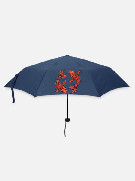 Rote Karpfen – Asiatischer Wassertraum - Regenschirm (klein) - Navy