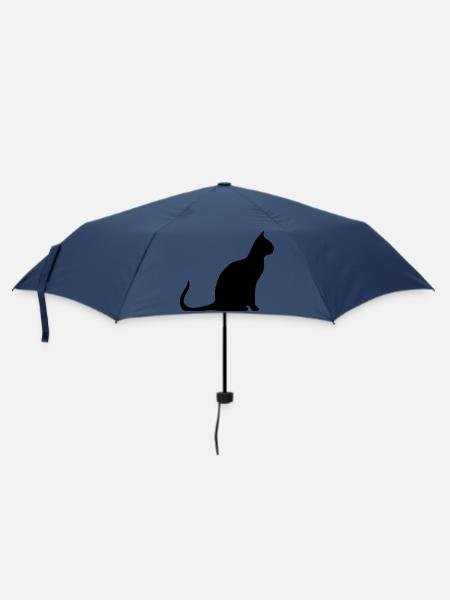 schwarze Katze Katze schwarz Katzen Silhouetten - Regenschirm (klein) - Navy