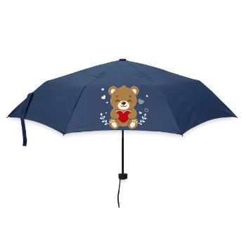 Cute Teddy Bear with Heart Kawaii Motif - Umbrella (small) - navy - Front