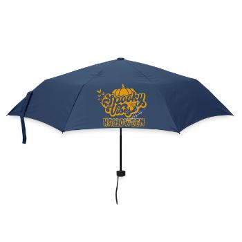 Spooky Vibes Halloween Kürbis Fledermaus Design - Regenschirm (klein) - Navy - Vorne