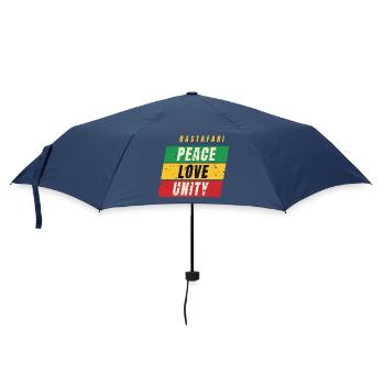 Rastafari Peace Love Unity – Rot Gold Grün - Regenschirm (klein) - Navy - Vorne