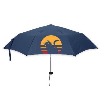 Katze Sonnenuntergang - Regenschirm (klein) - Navy - Vorne