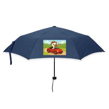 Storch fährt ein rotes Auto auf der Straße - Regenschirm (klein) - Navy - Vorne