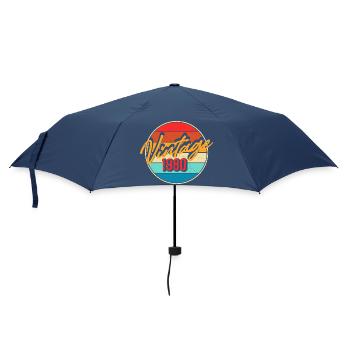 Jahrgang 1980er Retro Design 80er Jahre - Regenschirm (klein) - Navy - Vorne