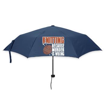 Knitting Because Murder Is Wrong Funny Yarn Quote - Regenschirm (klein) - Navy - Vorne