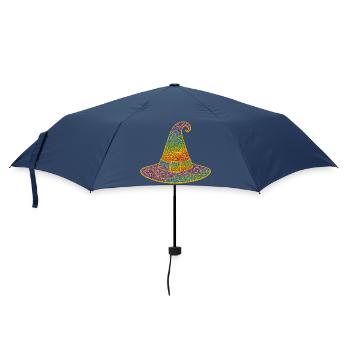 Regenbogen Glitzer Hexenhut - Regenschirm (klein) - Navy - Vorne