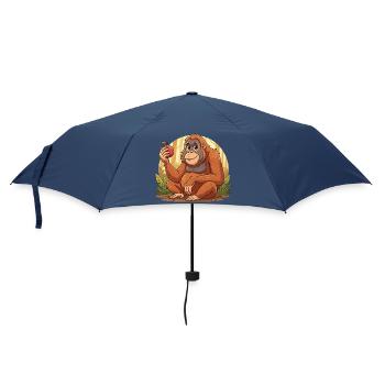 Orangutan mit Apfel – Dschungelcharme - Regenschirm (klein) - Navy - Vorne