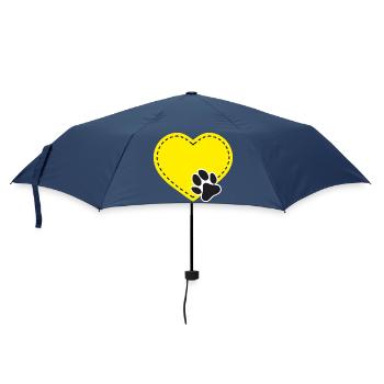 Cœur jaune personnalisable avec patte de chien - Parapluie standard - marine - Devant