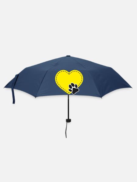 Cœur jaune personnalisable avec patte de chien - Parapluie standard - marine