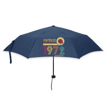 Vintage 1970s Retro Circle and Number Design - Umbrella (small) - navy - Front