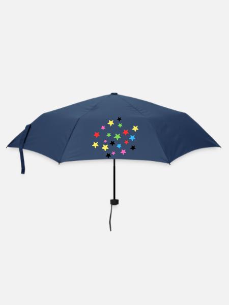 Bunte Sternenexplosion auf Stoff - Regenschirm (klein) - Navy