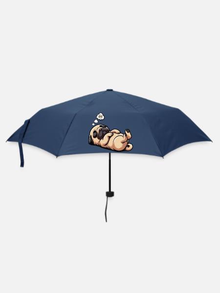 Mops Möpse Mopsbesitzer Mopsliebhaber Mopshalter - Regenschirm (klein) - Navy