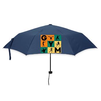Turnhallen-Silhouetten und Buchstabenraster - Regenschirm (klein) - Navy - Vorne