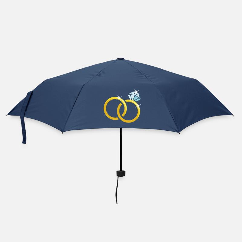 Goldene Eheringe mit Diamant - Regenschirm (klein) - Navy