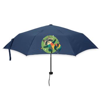 Lying raccoon in the grass - Playful children's motif - Umbrella (small) - navy - Front