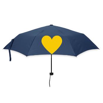 Gelbes Herz- minimalistischer Look - Regenschirm (klein) - Navy - Vorne