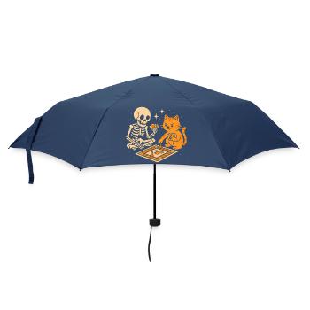 Skeleton meets tiger in board game - Umbrella (small) - navy - Front