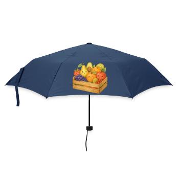 Lächelnder Obstkorb Aquarell Früchte Korb Kinder  - Regenschirm (klein) - Navy - Vorne