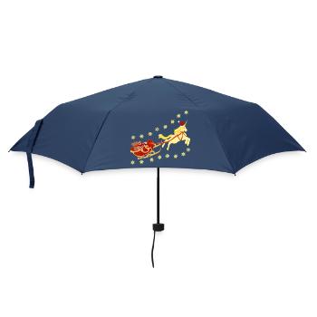 Unicorn with Christmas Sleigh, Bear, Tiger - Umbrella (small) - navy - Front