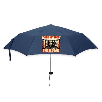 Käfighahn: Angst statt Nahrung - Regenschirm (klein) - Navy - Vorne
