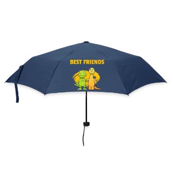 Best Friends Dinos Beste Freunde Dinosaurier - Regenschirm (klein) - Navy - Vorne