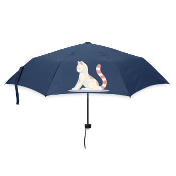 Katze in meditativer Yoga-Pose - Regenschirm (klein) - Navy - Vorne