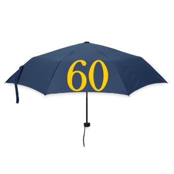 60. 60 JAHRE. 60-JÄHRIGES JUBILÄUM. 60. GEBURTSTAG. - Regenschirm (klein) - Navy - Vorne