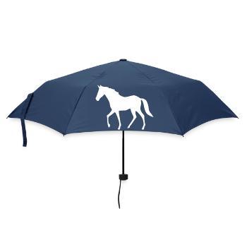 Pferde Silhouetten weiß Geschenk Reiter - Regenschirm (klein) - Navy - Vorne