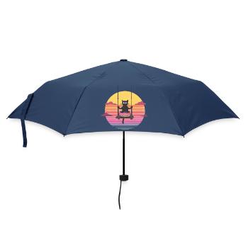 Katzenswing am Donut Sonnenuntergang - Regenschirm (klein) - Navy - Vorne
