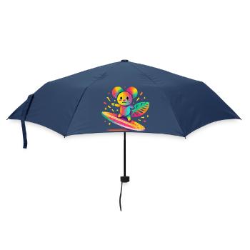 Colorful bear surfing on surfboard - Umbrella (small) - navy - Front