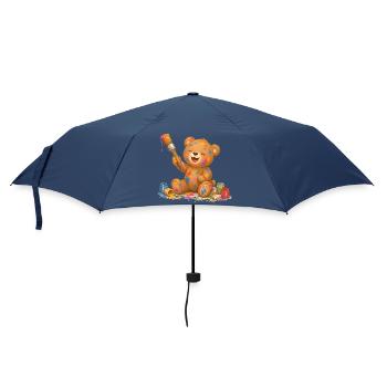 Bear with Brush Paints Painting Artist Animal Motif - Umbrella (small) - navy - Front