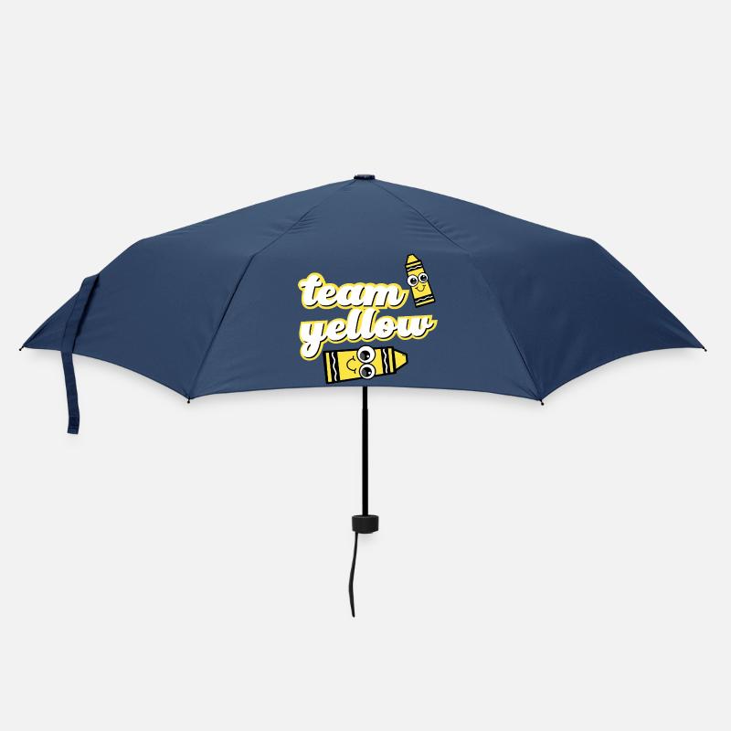 Team Yellow Crayons with Face - Umbrella (small) - navy