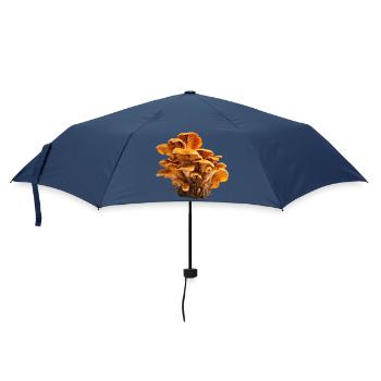 Pfifferlinge Orangene Pilzkolonie Florales Muster - Regenschirm (klein) - Navy - Vorne