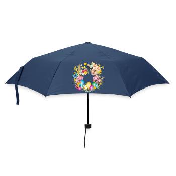 Blüten & Ostereier mit frühlingshaften Accessoires - Regenschirm (klein) - Navy - Vorne