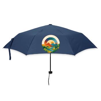 Retro Landscape – Colorful Sun Arch in a Circle - Umbrella (small) - navy - Front