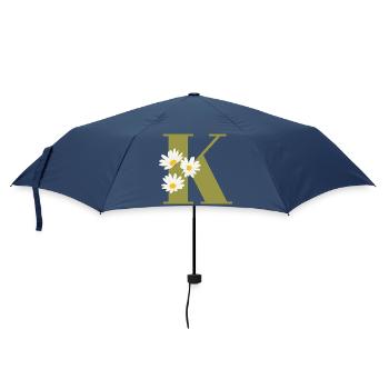 Buchstabe k grüne Gänseblümchen - Regenschirm (klein) - Navy - Vorne