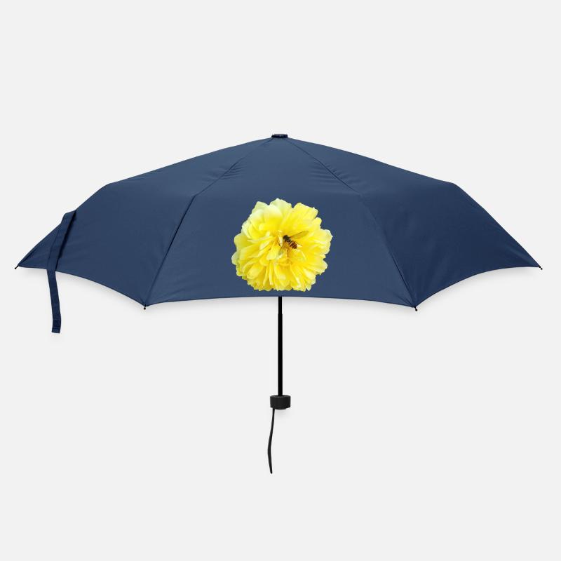 Yellow_Rose_-_Bee_Nature_Photography - Parapluie standard - marine