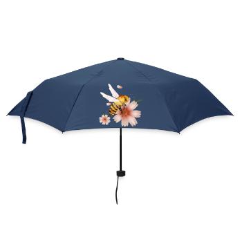 Flying bee with flowers hand drawn - Umbrella (small) - navy - Front