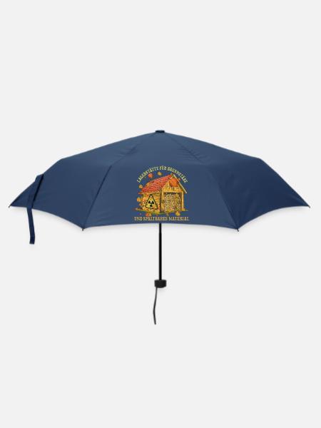 Herbstliches Brennstofflager Holzhaus - Regenschirm (klein) - Navy
