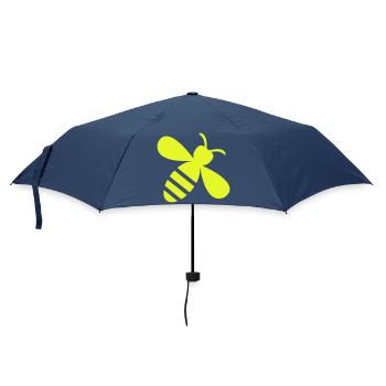 Neon Bee Yellow on Black - Umbrella (small) - navy - Front