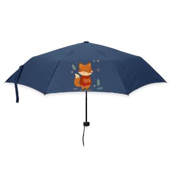 Süßer Fuchs im Pullover mit Herz - Regenschirm (klein) - Navy - Vorne