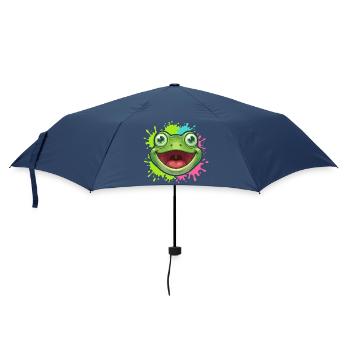 Fröhlicher Frosch Spritzer - Regenschirm (klein) - Navy - Vorne