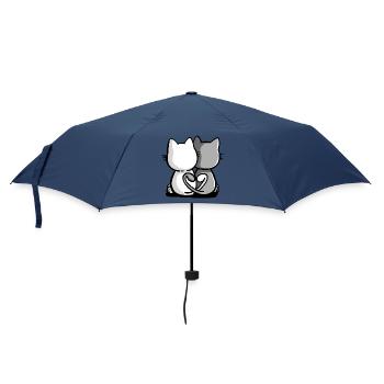Süßes Katzen Paar I Partnerschaft I Beste Freunde - Regenschirm (klein) - Navy - Vorne