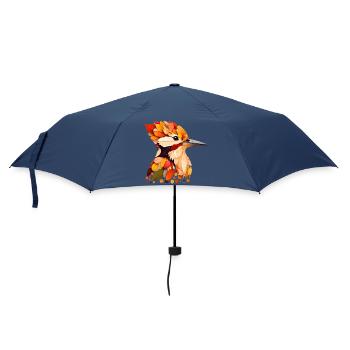 schöner Specht, gestaltet aus bunten Blättern - Regenschirm (klein) - Navy - Vorne