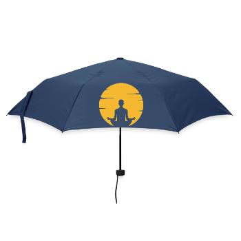 Meditative Silhouette mit Sonnenkreise - Regenschirm (klein) - Navy - Vorne